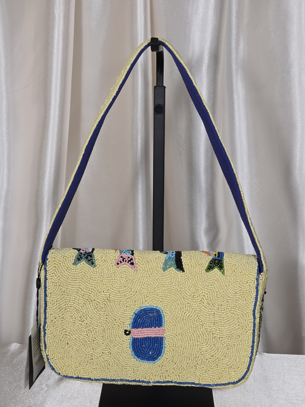 Le Poisson Beaded Shoulder Bag | Coastal Fish Purse French Market Beach Chic - Picture 3 of 5